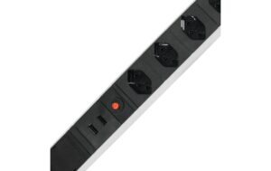 Steckdosenleiste ALUMODULAR 7xT13, silber 3m Kabel, 2xUSB A 5V 2.5A, Resetknopf