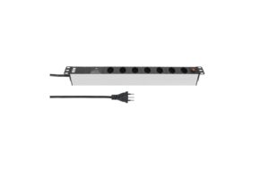 Steckdosenleiste ALUMODULAR, 7xT13, silber 3m Kabel, Überspannungsschutz, Resetknopf