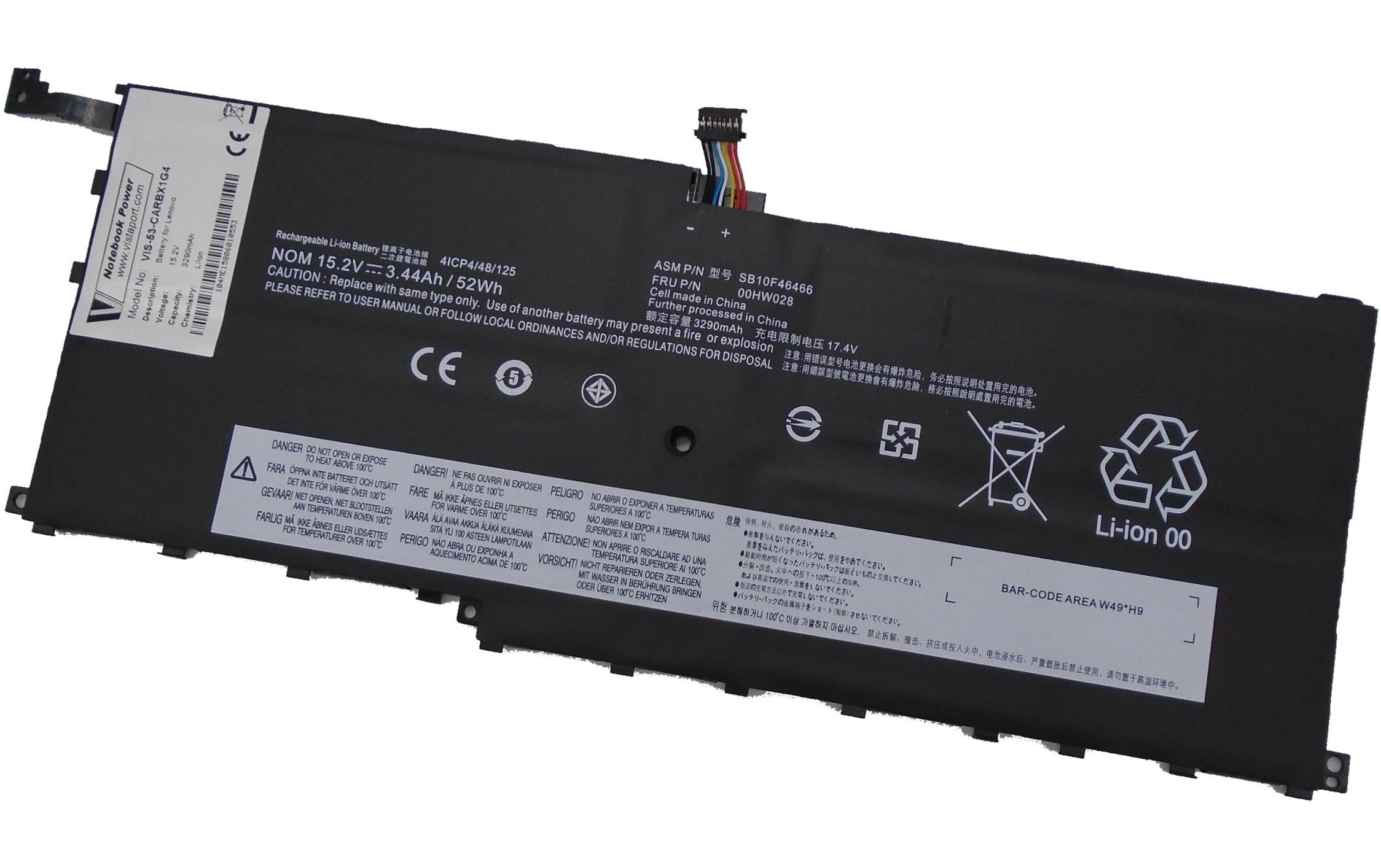 1354897 - Mediatech Vistaport Notebook Batteries für Lenovo Thinkpad X1 Carbon 4th Gen 15.2V 3290mAh kaufen Schweiz | Mediatech.ch