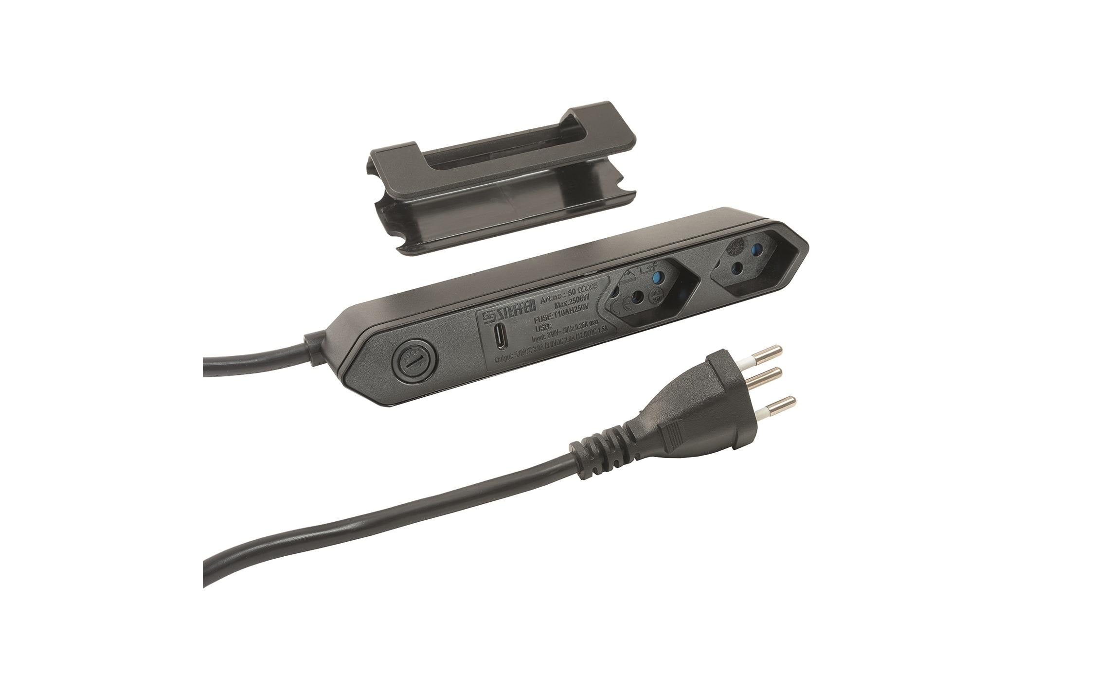 1358925 - Mediatech Steffen STEBA IQ 2xT13 2xUSB-C 2.1A 1.5m Td Kabel, Clip-Befestiung, schwarz kaufen Schweiz | Mediatech.ch
