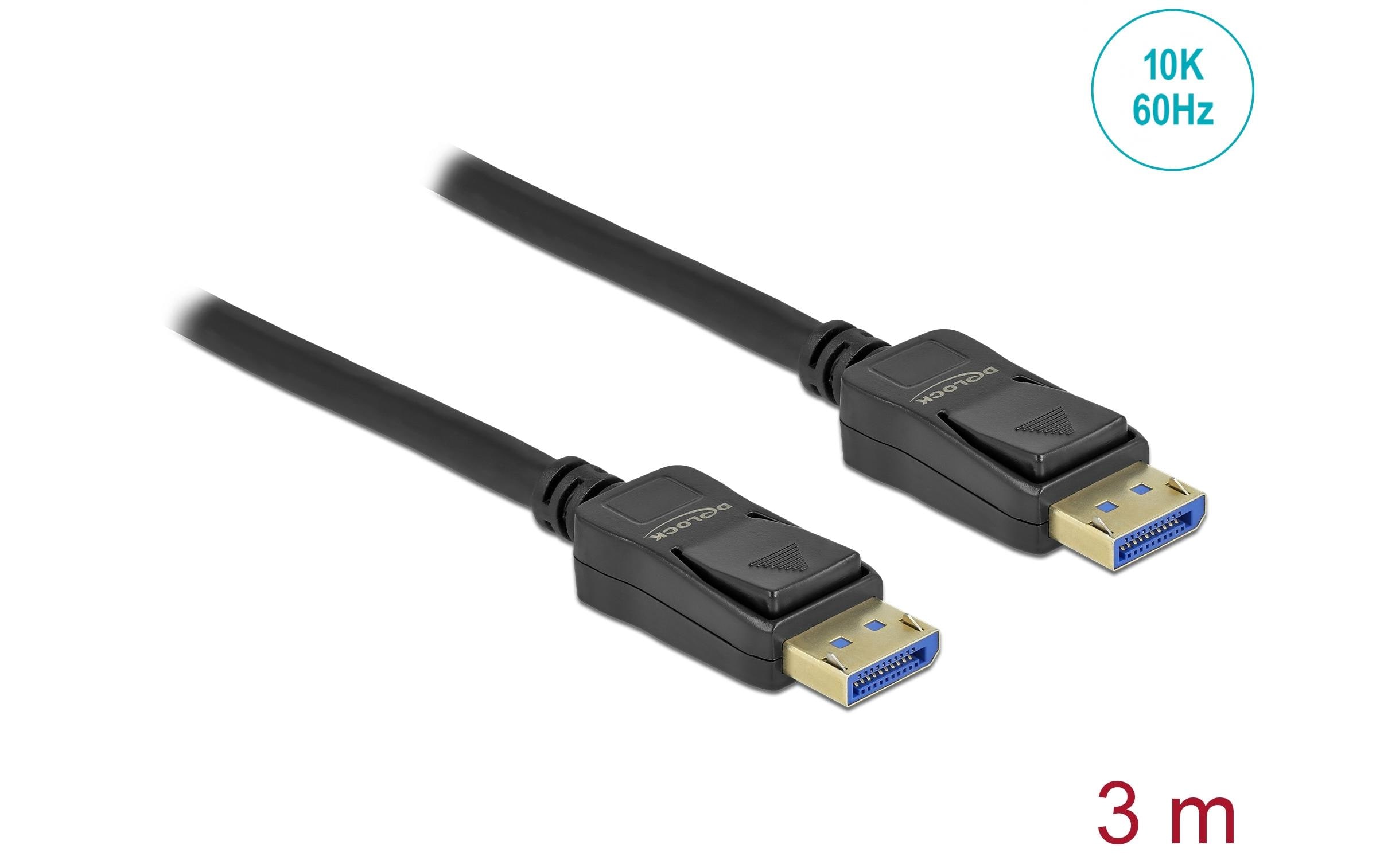 1361189_1 - Mediatech Delock DisplayPort Kabel 10K 60Hz, 54Gbps 3x Geschirmt, schwarz, 3m