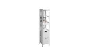 1375228_1 - Mediatech Vasagle Schrank Landhausstil, Weiss MDF, 30x30x141.5 cm, Traglast max. 15 kg