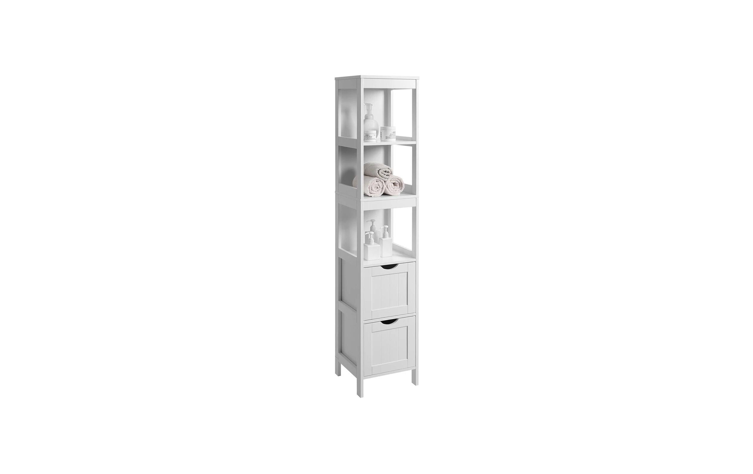 1375228_1 - Mediatech Vasagle Schrank Landhausstil, Weiss MDF, 30x30x141.5 cm, Traglast max. 15 kg