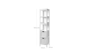 1375228_2 - Mediatech Vasagle Schrank Landhausstil, Weiss MDF, 30x30x141.5 cm, Traglast max. 15 kg