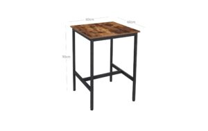 Vasagle Bartisch aus Holz und Stahl 60x60x90 cm, Traglast max. 100 kg