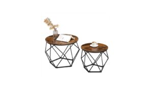 Vasagle Beistelltisch, 2er Set,Holz, Metall 50x40cm & 40x36 cm, Traglast max. 20 kg