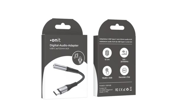 onit Type-C Digital 3.5 Audio Adapter USB Typ-C auf 3.5mm Aux