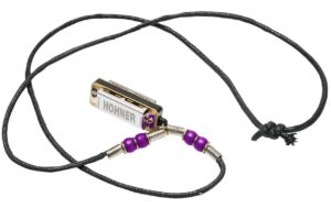 Hohner Miniature Mini Harp Halskette PU Mundharmonika, Mini, violett