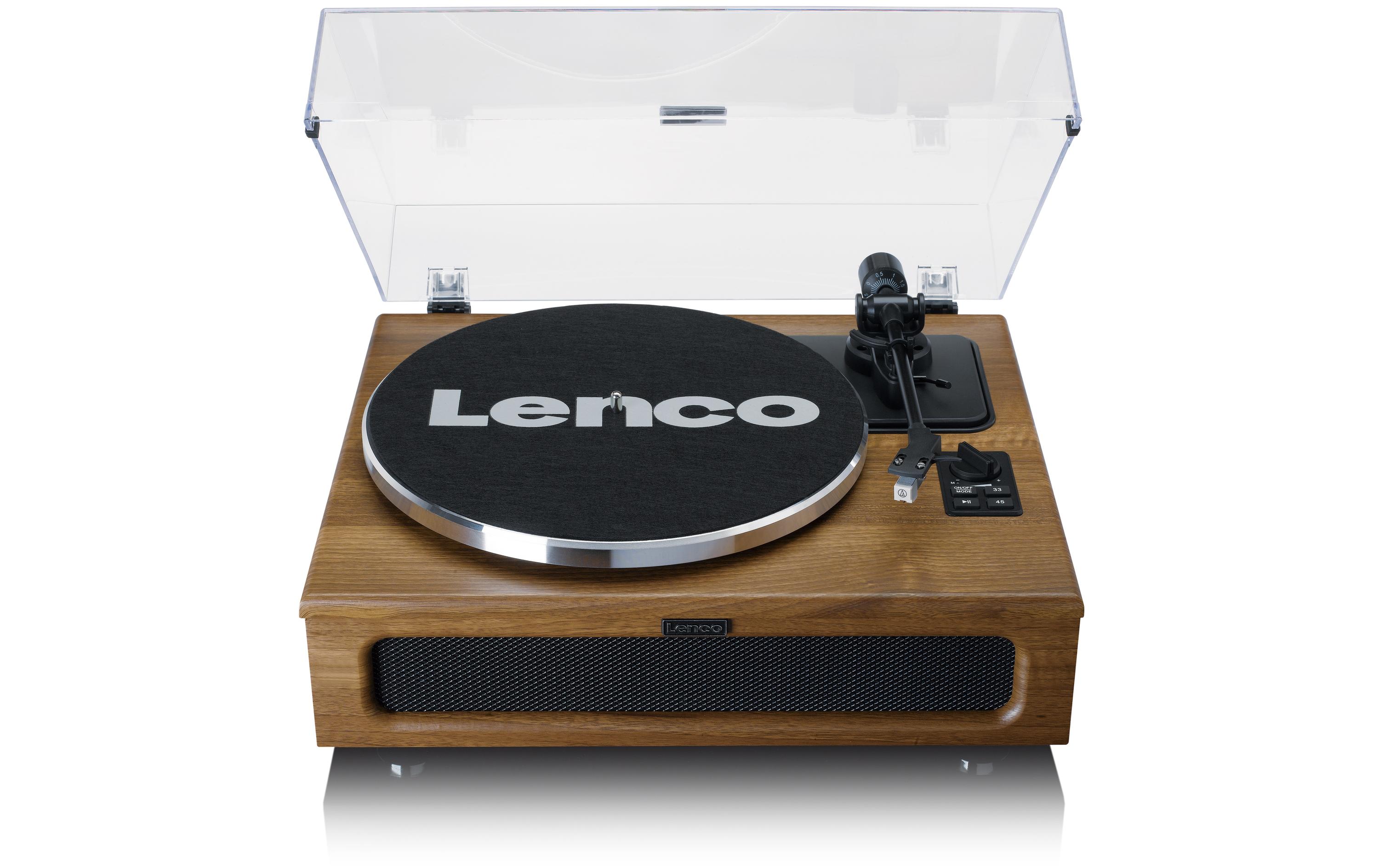 Lenco LS-410WA, Plattenspieler, Braun Riemenantrieb, 33/45 RPM, 4 Lautsprecher