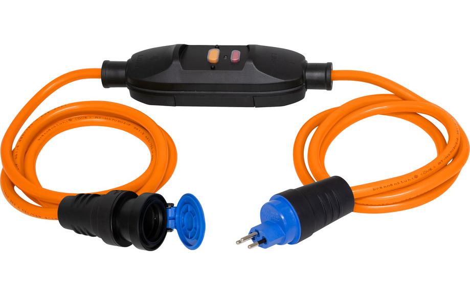 Brennenstuhl Verlängerungsleitung mit FI CH, 1.5m+1.5m N07V3V3-F 3G1.5, orange IP55