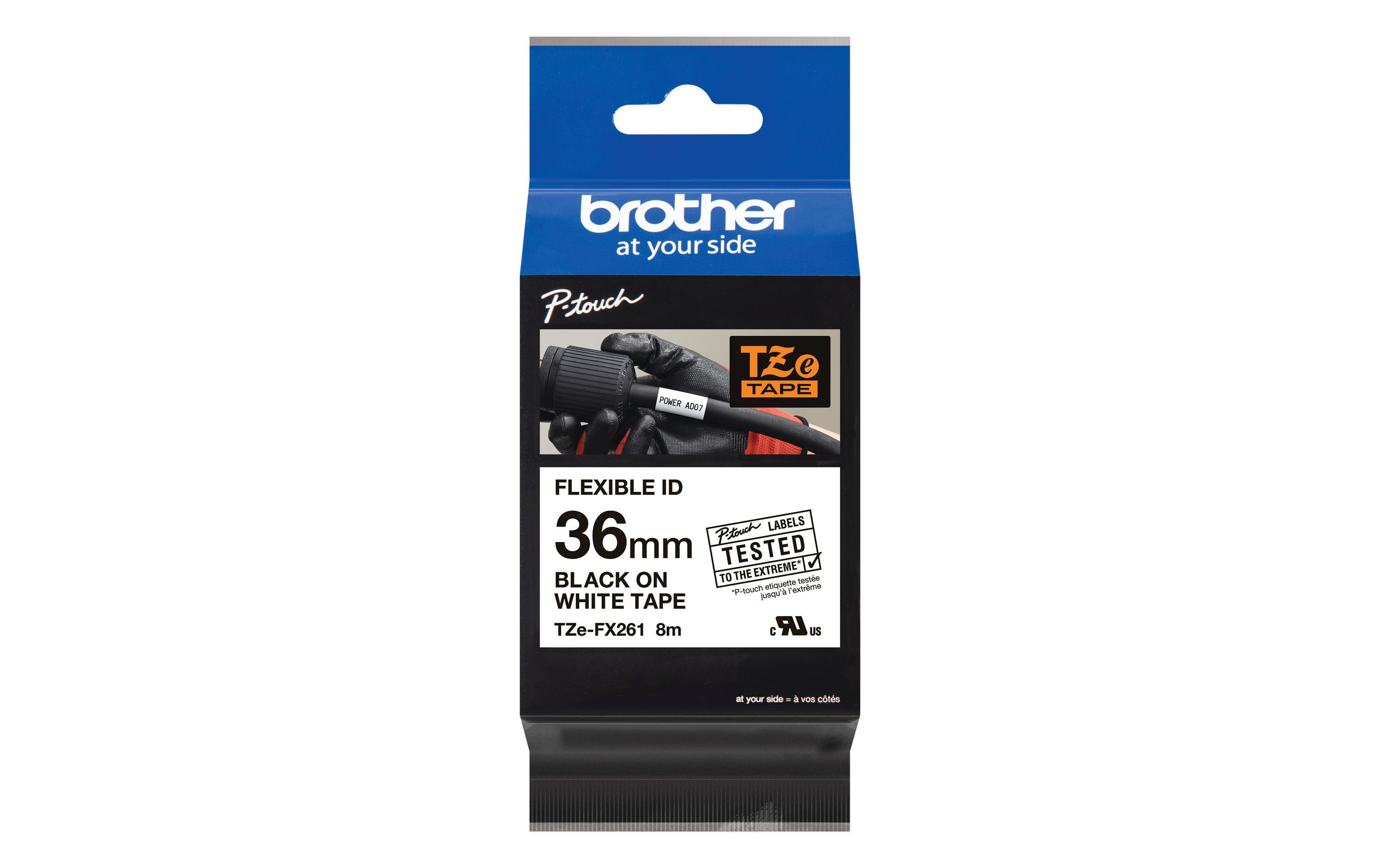 Brother P-Touch Schriftbänder, Flexitape 36 mm, Band weiss, Schrift schwarz