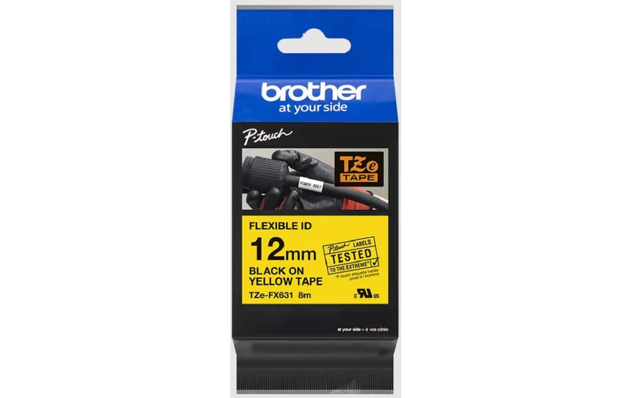 1403193 - Mediatech Brother PTOUCH Flexitape lamin. schwarz/gelb TZe-FX631 zu PT-550 12 mm kaufen | Mediatech.ch
