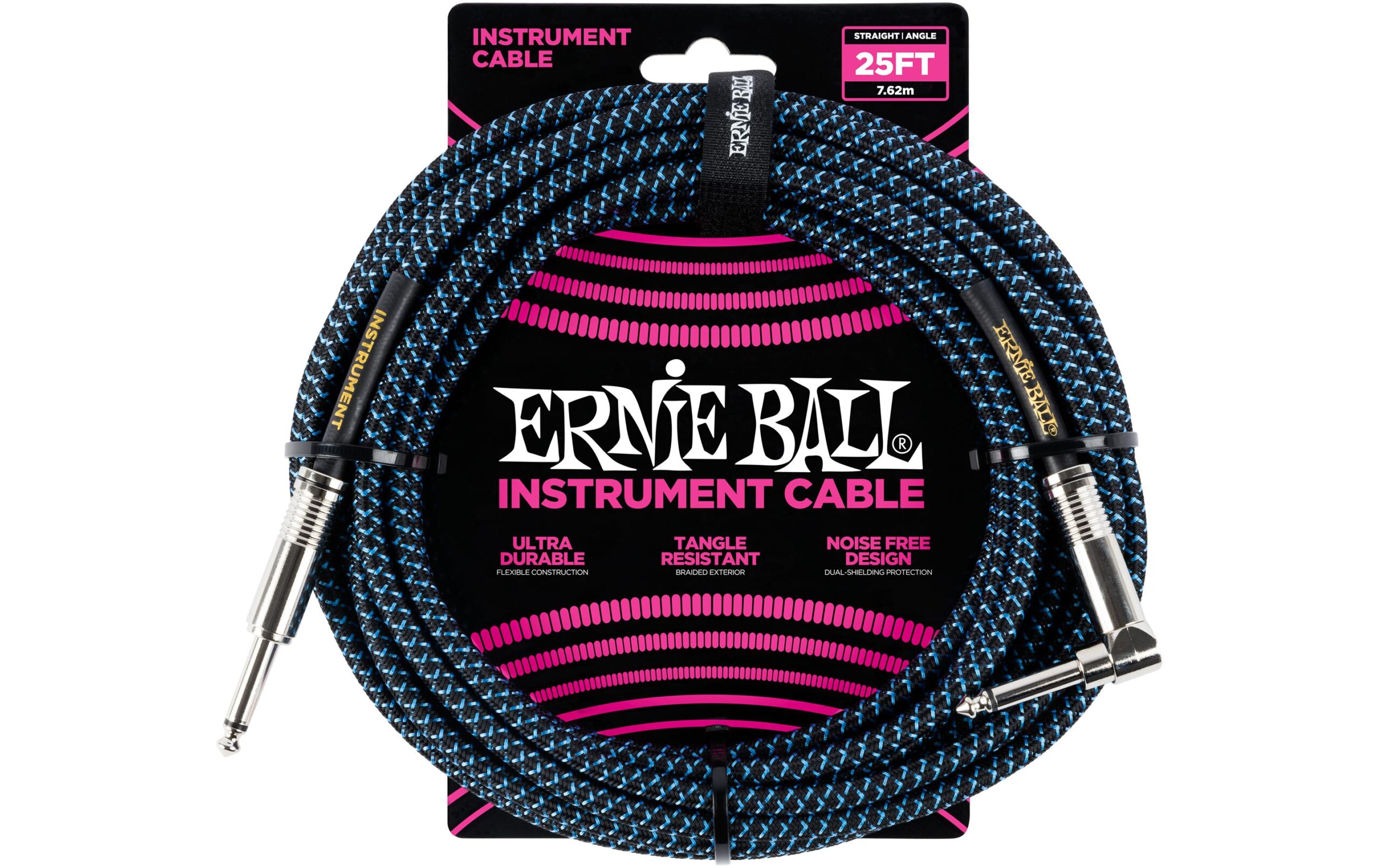1403898 - Mediatech Ernie Ball 6060 Kabel Kabel, 7.62 m, schwarz/neonblau, Gewebe