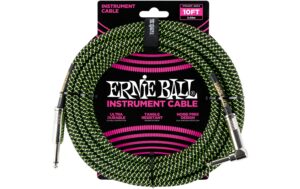 Ernie Ball 6077 Kabel, 3 m, schwarz/grün, Gewebe