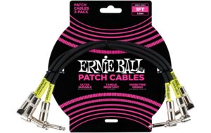 Ernie Ball 6075 Patchkabel gew./gew., schwarz, 30cm, 3er
