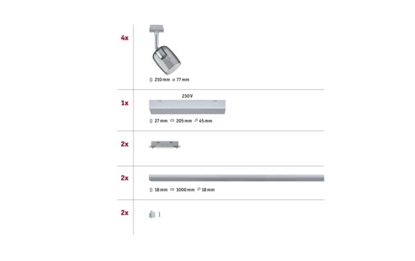 Paulmann URail Set Blossom 4x max.10W G9 Chrom matt/Chrom/Rauch 230V