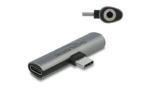 Delock Audio Adapter USB Type-C zu Klinkenbuchse und USB Type-C PD, grau