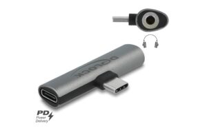Delock Audio Adapter USB Type-C zu Klinkenbuchse und USB Type-C PD, grau