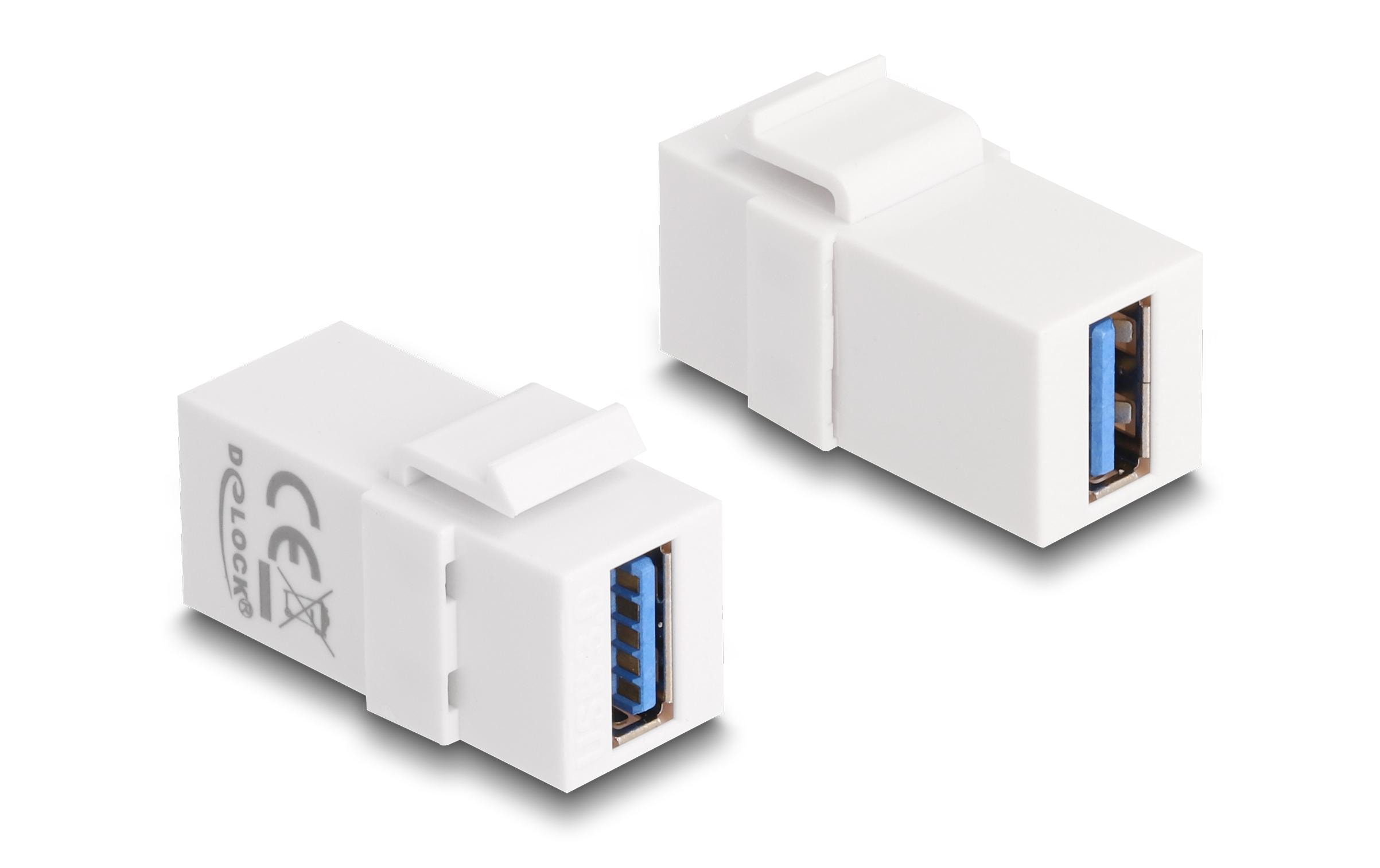 1419855 - Mediatech Delock Keystone Modul USB3.0 A Buchse-Buchse, weiss (1:1) kaufen Schweiz | Mediatech.ch