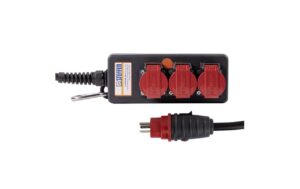Steffen Steckdosenleiste Professional 3xT25 schwarz-rot, IP55, 5x2.5mm, 3m Kabel