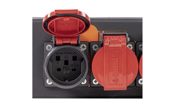 Steffen Steckdosenleiste Professional 3xT25 schwarz-rot, IP55, 5x2.5mm, 3m Kabel