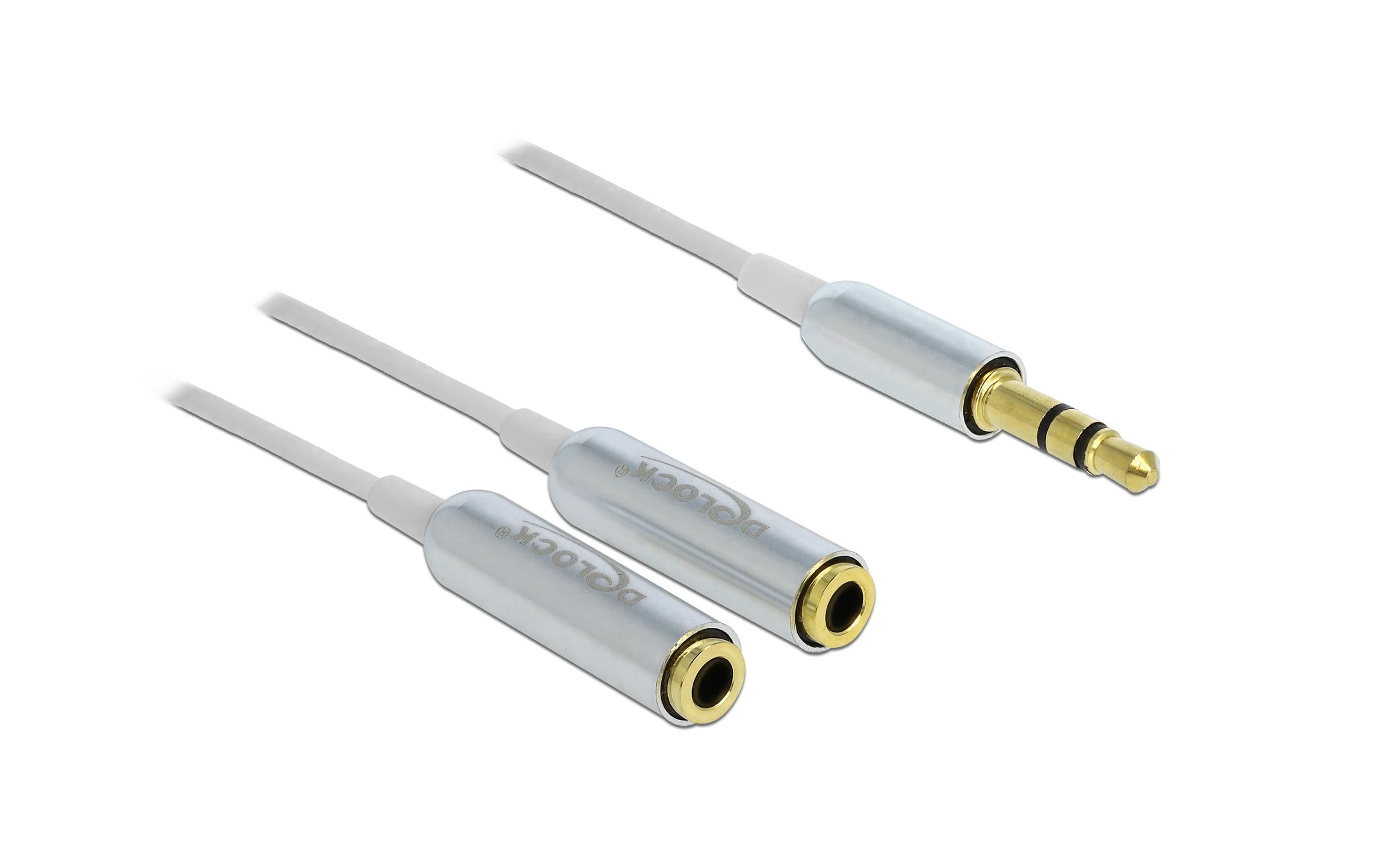 1430496 - Mediatech Delock Audio 3.5mm 3Pin Klinkenstecker 25cm zu 2x Klinkenbuchse 3.5mm 3 Pin, weiss