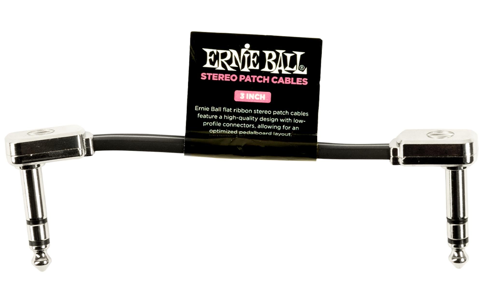 1432671 - Mediatech Ernie Ball 6407 Patchkabel Stereo Stereo, flach, gew./gew., schwarz, 7.5 cm