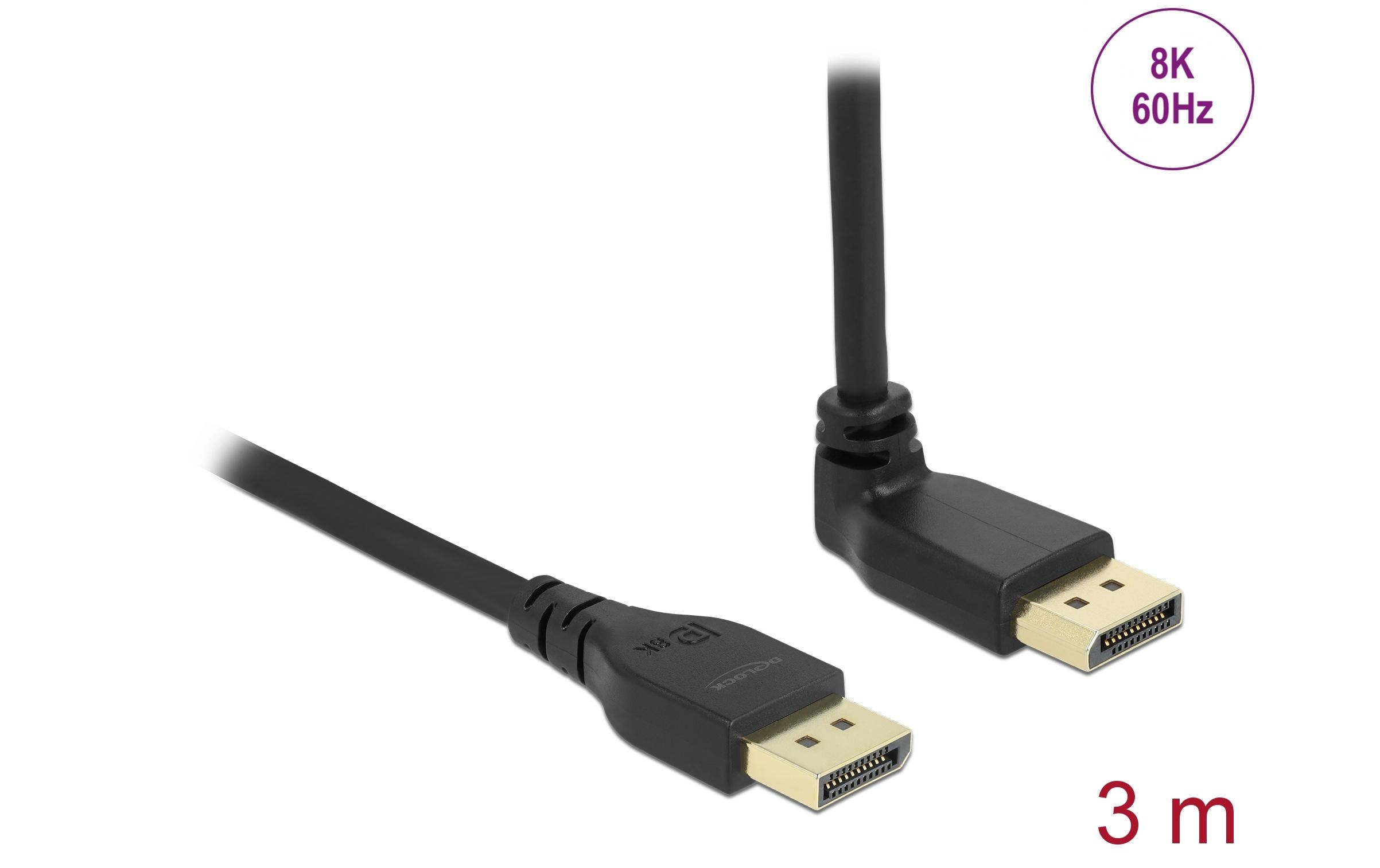 1434936_1 - Mediatech Delock DisplayPort-DisplayPort Kabel, 3m Stecker/Stecker, oben gewinkelt, 8K60Hz