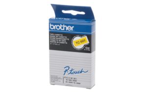 Brother P-touch Schriftband TC-601, TC-Band laminiert, schwarz auf gelb, 12mm, 7.7m