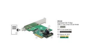 1438192_2 - Mediatech Delock PCI Express Karte 1x intern USB 3.2 Gen 2 Key B 20 Pin Buchse