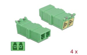 Delock LWL Kupplung mit Laserschutzklappe LC Duplex Buchse-LC Duplex Buchse 4 Stück