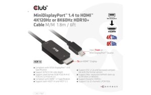 1448026_1 - Mediatech Club 3D, MiniDisplayPort auf HDMI Kabel, 1.8 Meter