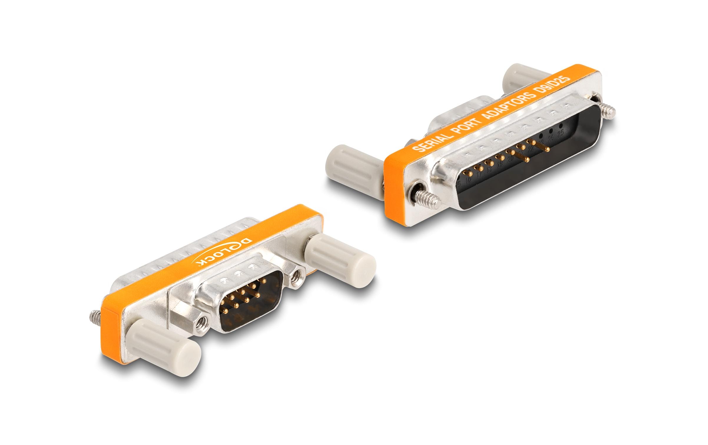 1450521 - Mediatech Delock Adapter D-Sub 9Pin Stecker - Mutter zu D-Sub 25 Pin Stecker mit Schrauben kaufen Schweiz | Mediatech.ch