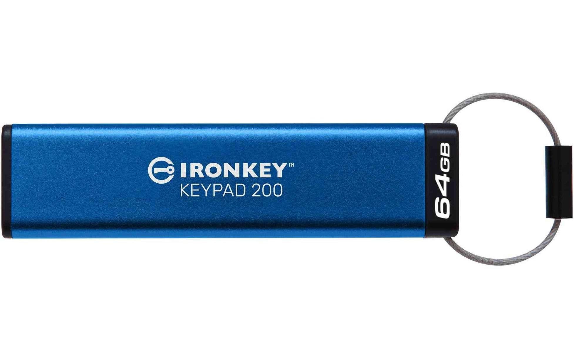 Kingston IronKey Keypad 200, 64GB USB3.2(Typ-A), 256bit-AES, FIPS 140-3, Level 3
