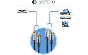 Sonero 2x Cinch Stereo Audio Verlängerung 0.50m, Stecker <-> Buchse