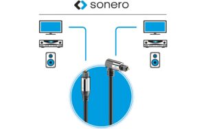 Sonero Optisches Toslink Audio Kabel 3.00m, Stecker <-> 90° Stecker, 6mm DM