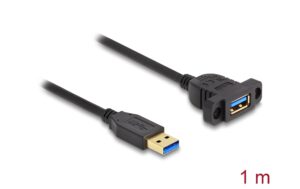 1466306_1 - Mediatech Delock USB3.2 Gen 1 Kabel Typ-A 1m Stecker zu Buchse, zum Einbau, schwarz