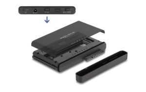 Delock USB-C Konverter für 1x M.2 NVMe SSD +1x SATA SSD/HDD mit Klon Funktion