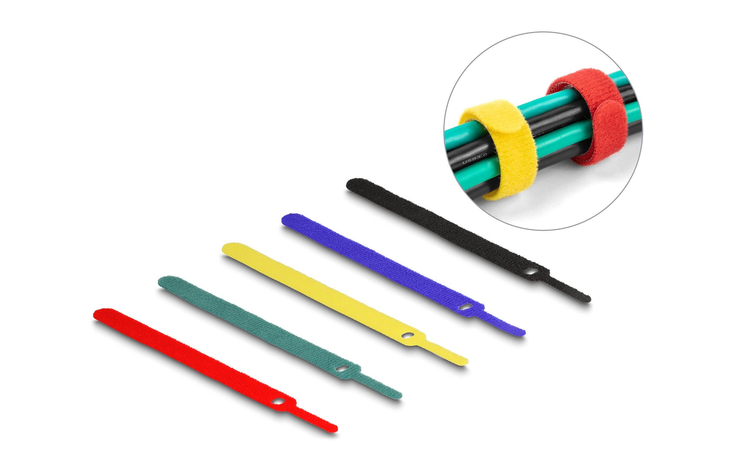 1475600 - Mediatech Delock Klett-Kabelbinder L:150 x B:12mm farbig, 10 Stück kaufen Schweiz | Mediatech.ch