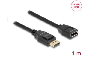 Delock DisplayPort 1.2 Verlängerungskabel 4K 60Hz, 1m, schwarz