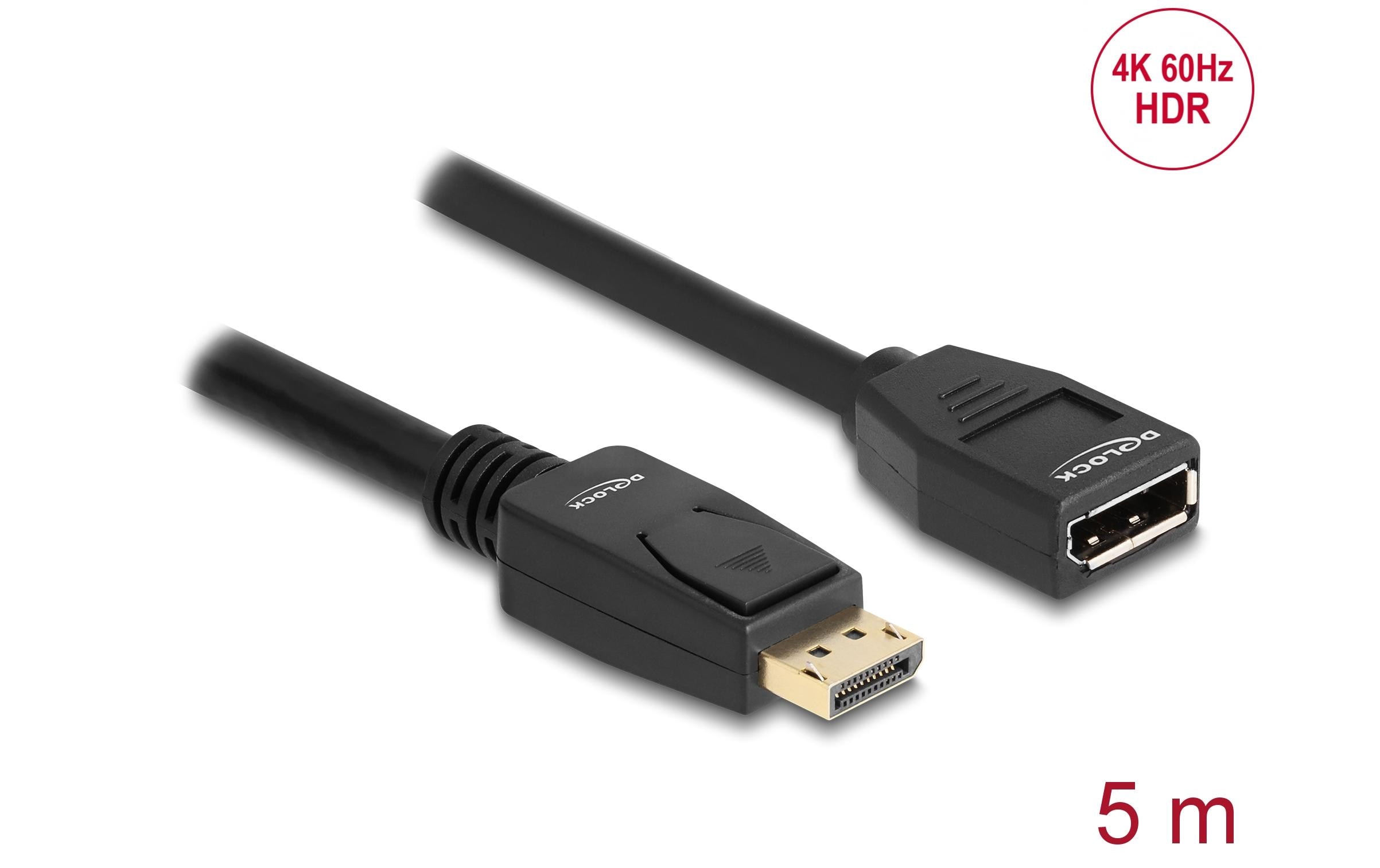1484532_1 - Mediatech Delock DisplayPort 1.2 Verlängerungskabel 4K 60Hz, 5m, schwarz