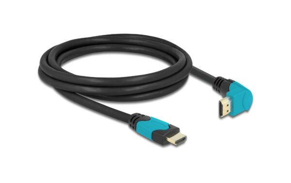 Delock HDMI Kabel 8K 60Hz 2m Stecker gerade zu Stecker unten gewinkelt