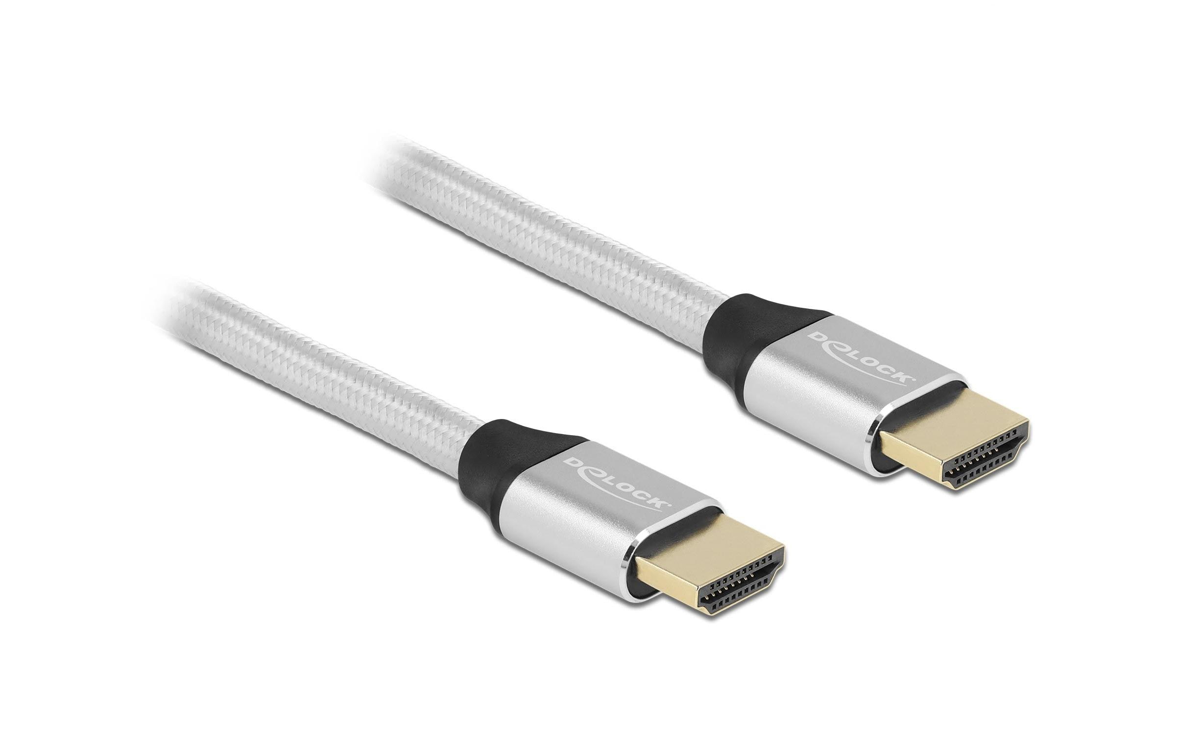 Delock, Kabel 8K 60Hz HDMI - HDMI, 3 m, Sil 8K 60Hz, zertifiziert, 3m, silber