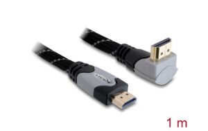 1486080_1 - Mediatech Delock HDMI-A zu HDMI-A Stecker/Stecker mit Ethernet, gewinkelt oben, 1m, grau