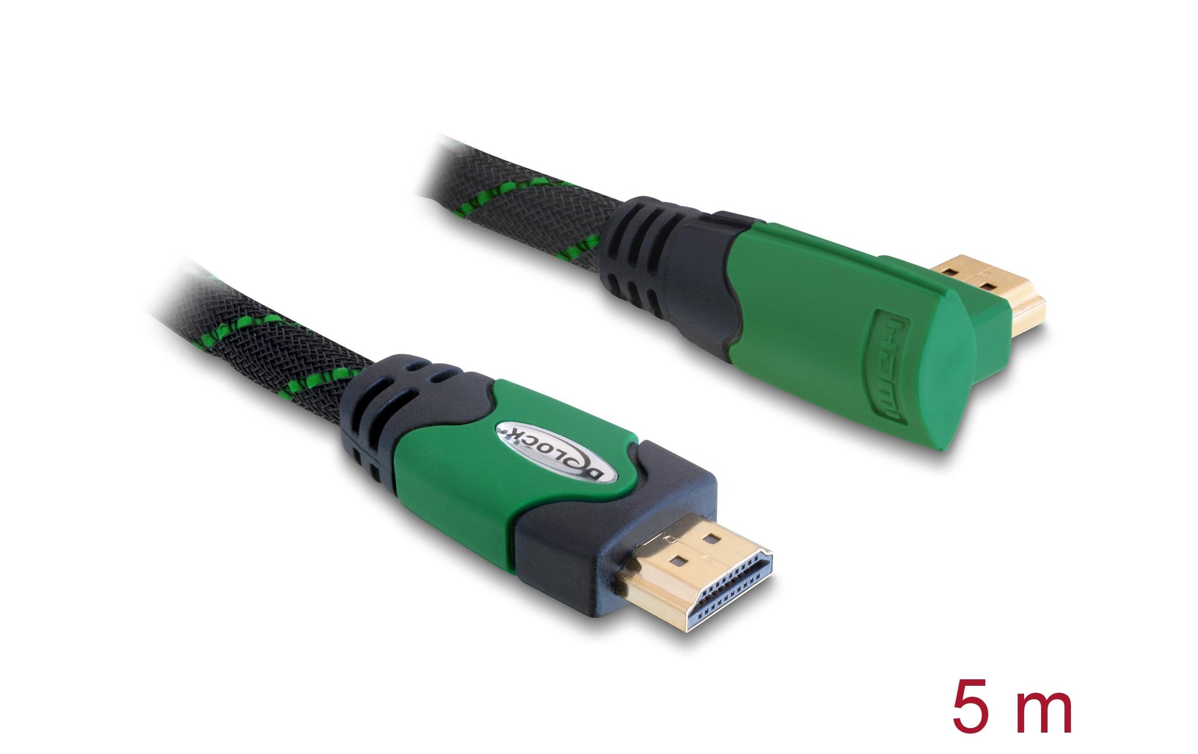 1486087_1 - Mediatech Delock HDMI-A zu HDMI-A Stecker/Stecker mit Ethernet, gewinkelt rechts, 5m, grün