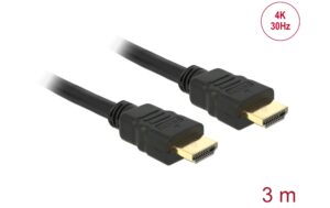 Delock HDMI-A zu HDMI-A Stecker/Stecker High Speed mit Ethernet, 4K, 3m, schwarz