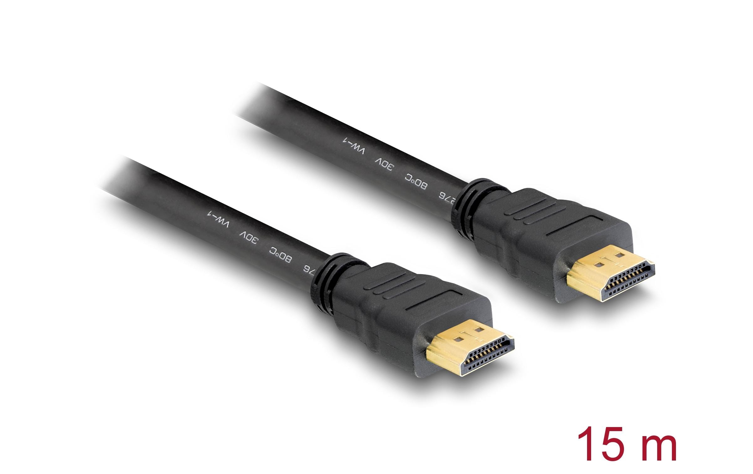 1486111_1 - Mediatech Delock HDMI-A zu HDMI-A Stecker/Stecker High Speed mit Ethernet, 4K, 15m, schwarz