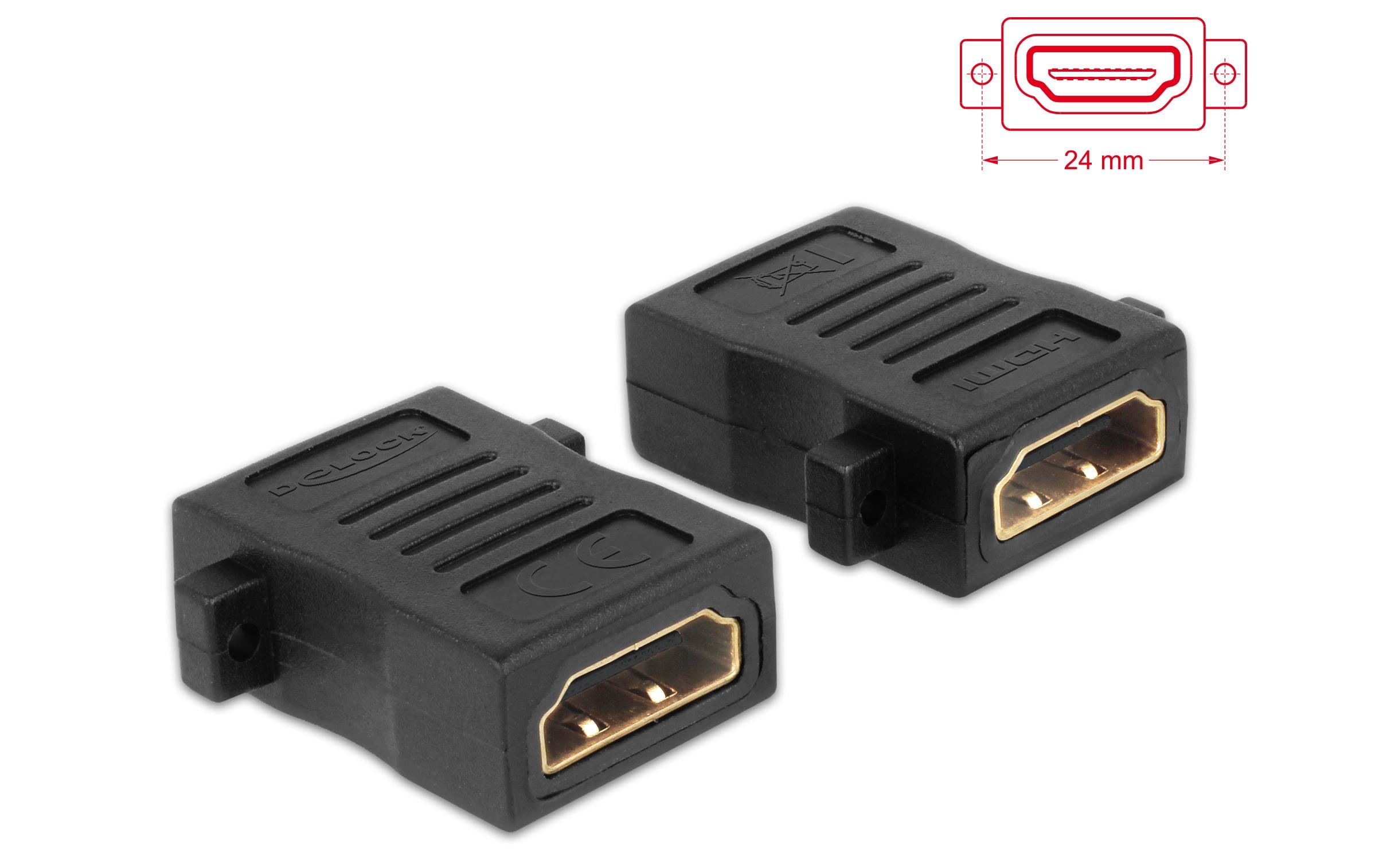 1488751_1 - Mediatech Delock Adapter HDMI-A zu HDMI-A Buchse/Buchse, mit Schraubanschluss