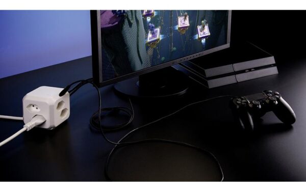 Steffen CUBE mit 1x USB-C weiss 8x T13, 1.5m Zuleitung, mit Klebeband