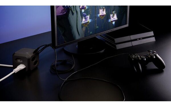Steffen CUBE mit 1x USB-C anthrazit 8x T13, 1.5m Zuleitung, mit Klebeband